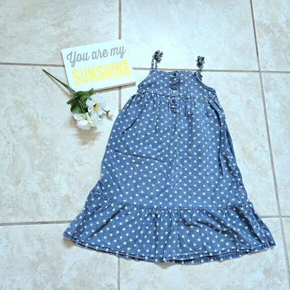 Carter's Chambray ruffled star spangled thin strapped dress - Picture 1 of 16